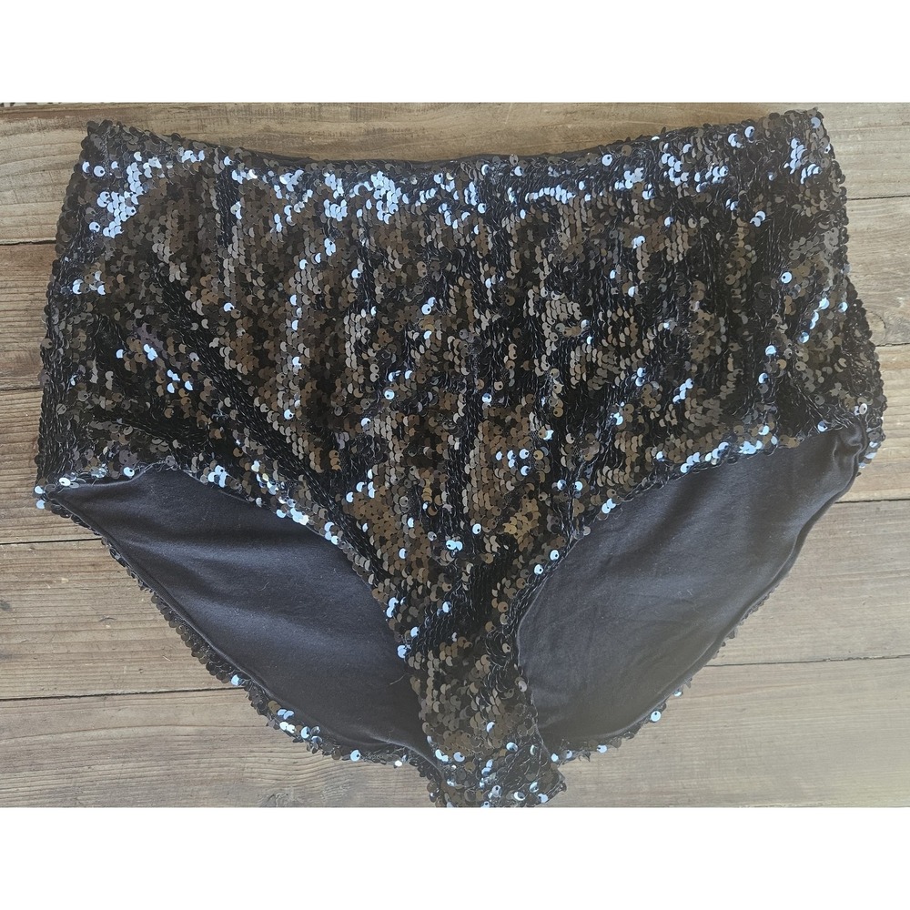 Free People Black Sequined Micro Shorts Sz M